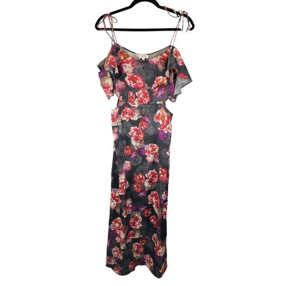 LPA | Dark Floral Romantic Silk Maxi Slip Dress S - Picture 4 of 16